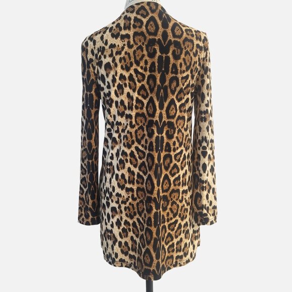 Animal Print Long Sleeved Button Cardigan with Pockets - Size Small - Picture 2 of 10